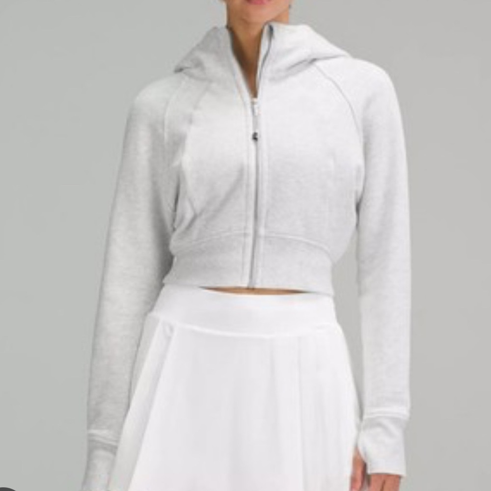 Lululemon Scuba Cropped Light Gray Zip-Up Hoodie
